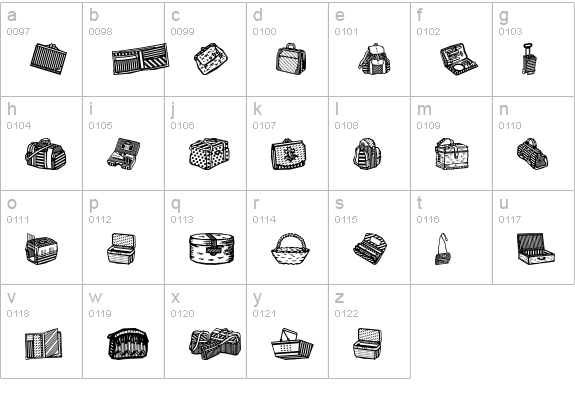 Bags and stuff lowercase a-z preview