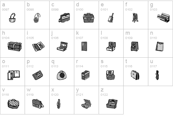 Bags and stuff II lowercase a-z preview