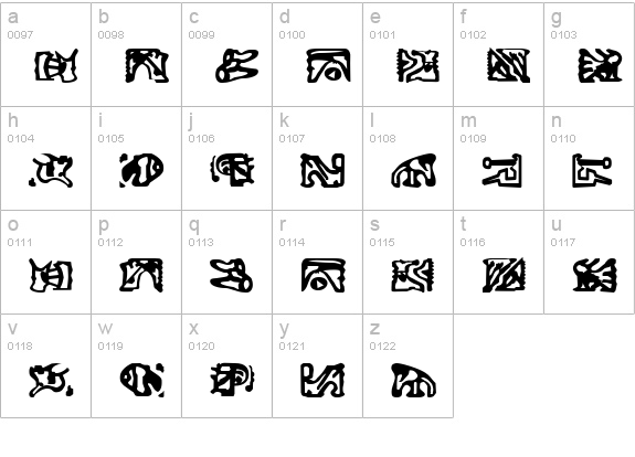 Bajoran Ideogram - ST canon based lowercase a-z preview