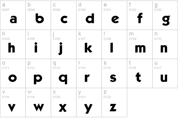 Baker Normal lowercase a-z preview