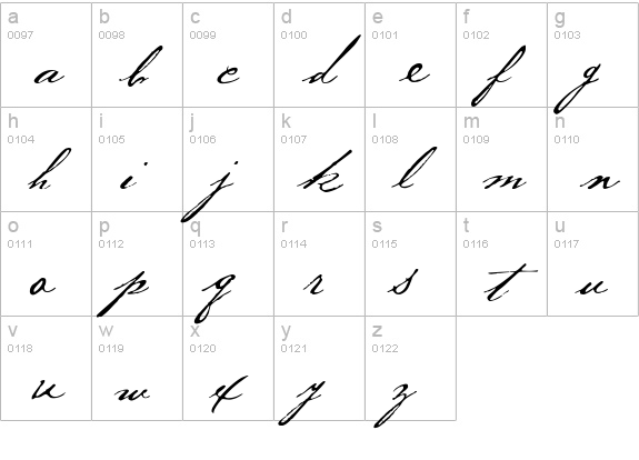 BakerScript lowercase a-z preview