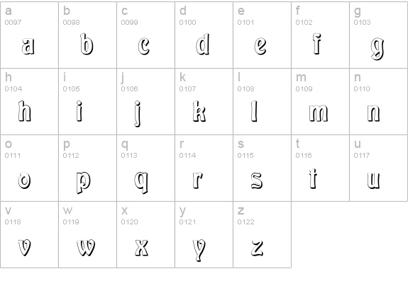 Baldur Shadow lowercase a-z preview