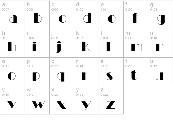 Ballet Regular lowercase a-z preview