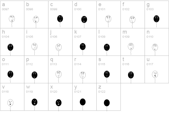 balloon man lowercase a-z preview