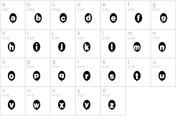 Balloons Normal lowercase a-z preview