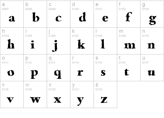 BambergRandom-Xbold-Regular lowercase a-z preview