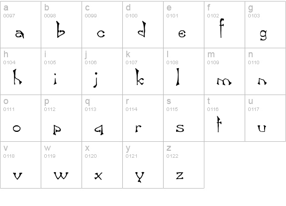 BambooFont lowercase a-z preview