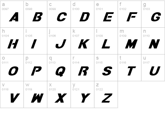Bamf Italic lowercase a-z preview