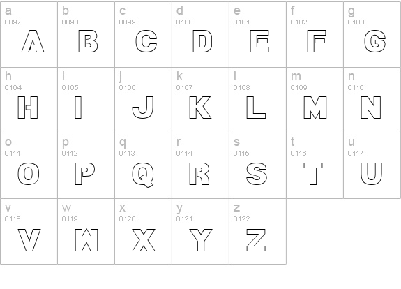Bamf Outline lowercase a-z preview