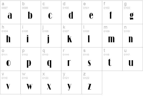 Barbe Display Condensed SSi Condensed lowercase a-z preview