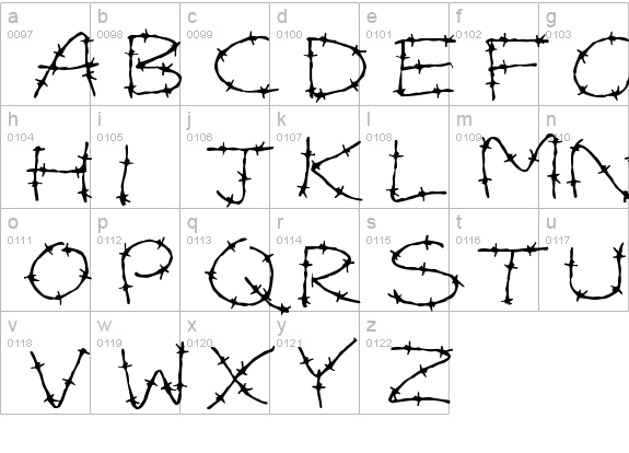 Barbed Wires
 lowercase a-z preview