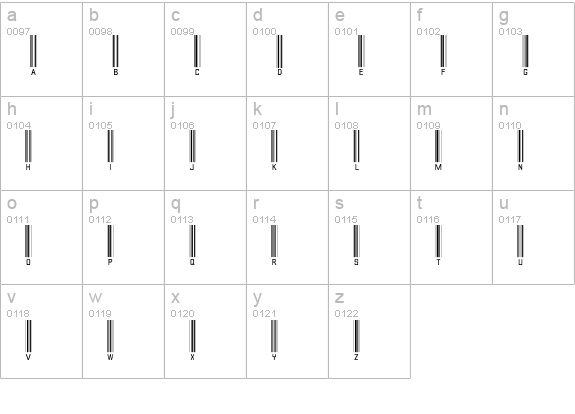 barcode font lowercase a-z preview