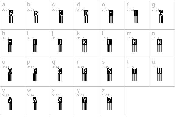 BarMKode-Inverse lowercase a-z preview