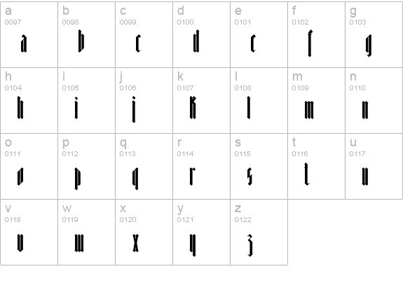 BarnbrookGothicThree lowercase a-z preview