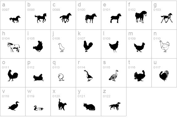 Barnyard lowercase a-z preview