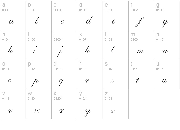 Baronesse lowercase a-z preview
