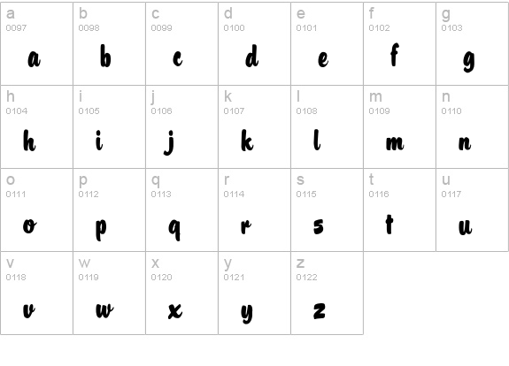 Barsoi lowercase a-z preview