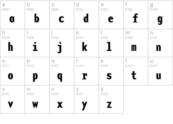 BaseMono-Narrow Bold lowercase a-z preview