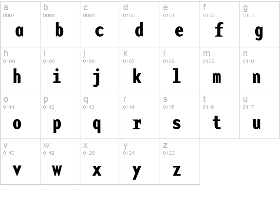 BaseMonoNarrowBold lowercase a-z preview