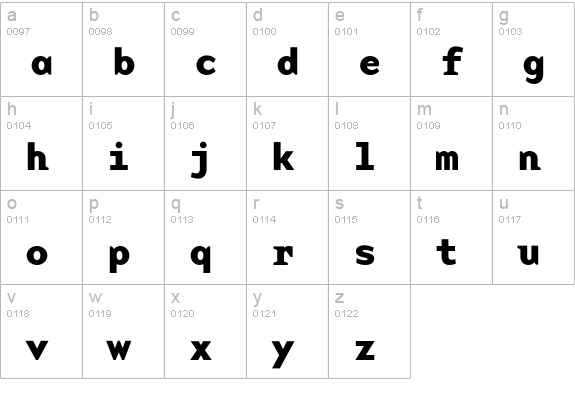 BaseMonoWide-Bold lowercase a-z preview