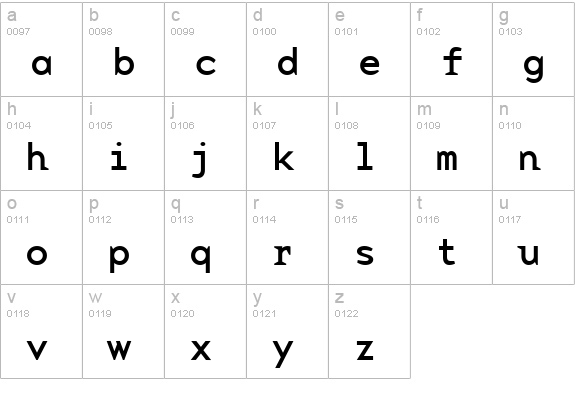 BaseMonoWideReg Regular lowercase a-z preview