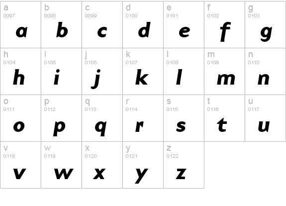 BaseNine Bold Italic lowercase a-z preview