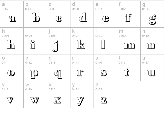 BaskervilleShadow-Black-Regular lowercase a-z preview