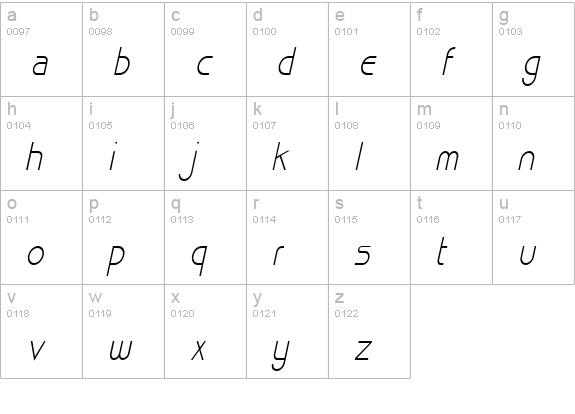 Basque-Condensed Italic lowercase a-z preview