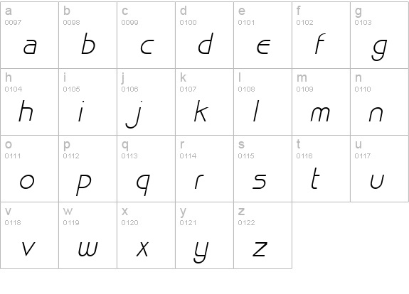 Basque Italic lowercase a-z preview
