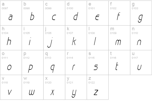 Basque Thin Italic lowercase a-z preview