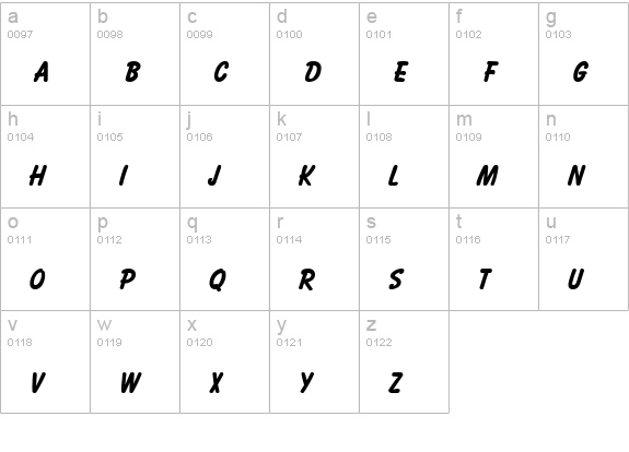 Bassett Bold lowercase a-z preview