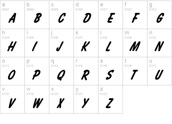 Bassett H Italic lowercase a-z preview
