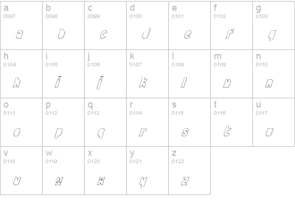 Bath BlackItalicOutline lowercase a-z preview