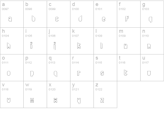 Bath BlackOutline lowercase a-z preview