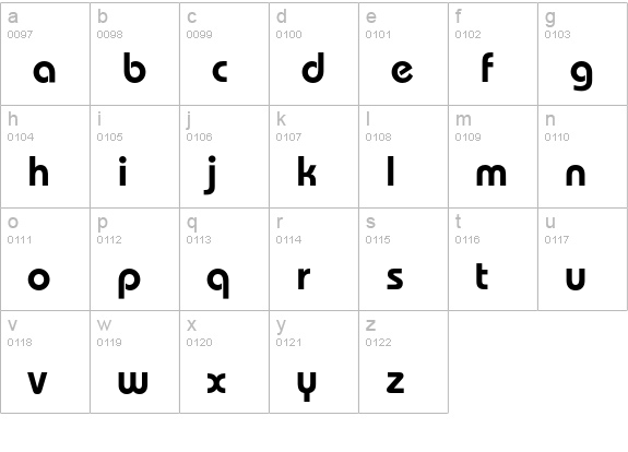 BauhausEF-Demibold lowercase a-z preview