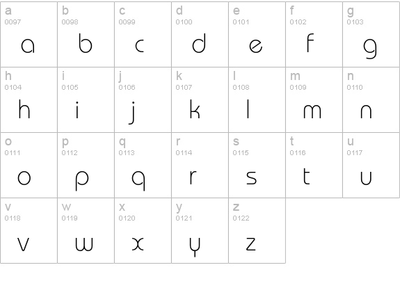 BauhausEF-Light lowercase a-z preview