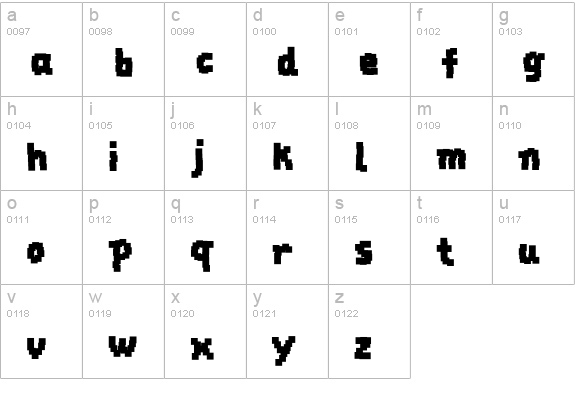 Baukasten-Six lowercase a-z preview