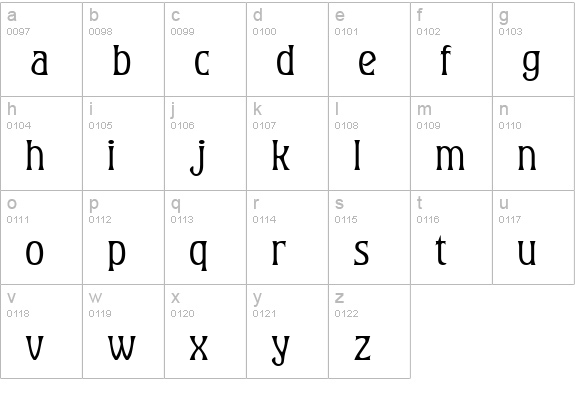 Baumfuss lowercase a-z preview