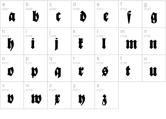 Bayreuth lowercase a-z preview