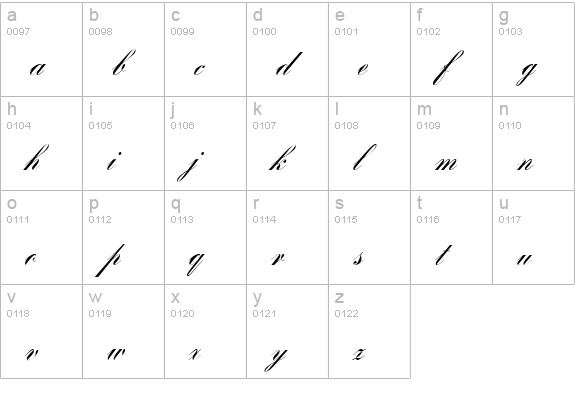 BayScript-Regular lowercase a-z preview