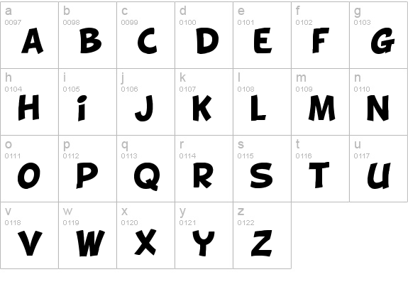 BD Cartoon Shout lowercase a-z preview