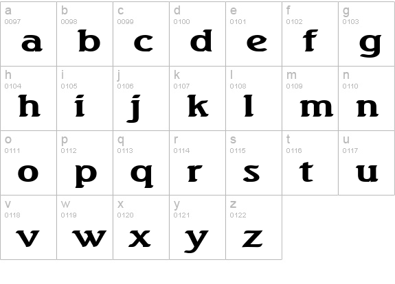 Beach Extended Bold lowercase a-z preview