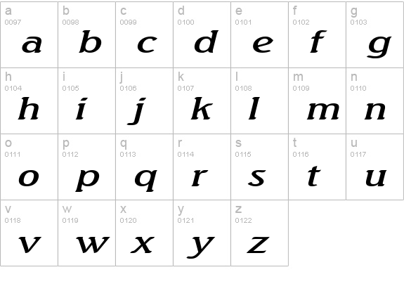 Beach Extended Italic lowercase a-z preview
