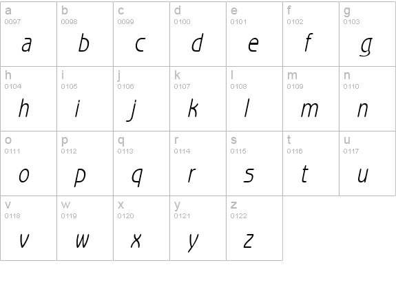 Beagle-Condensed Italic lowercase a-z preview