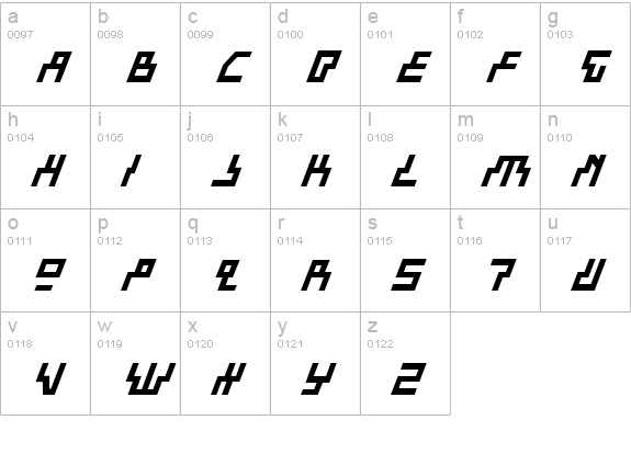Beam Rider Bold Italic lowercase a-z preview