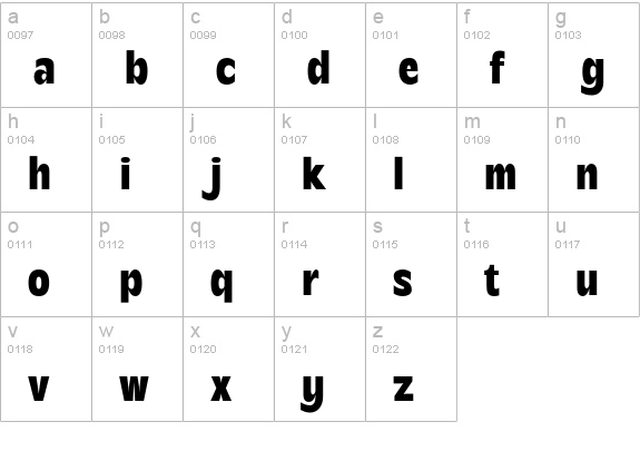 Becham lowercase a-z preview