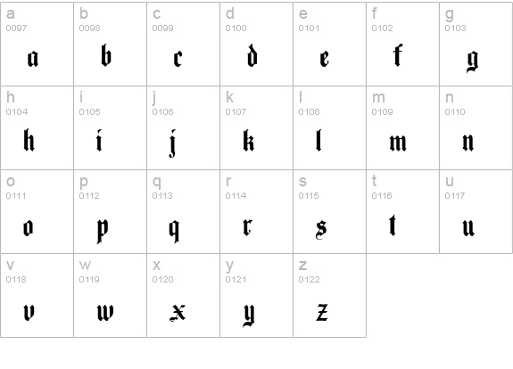 Beckett-Kanzlei lowercase a-z preview