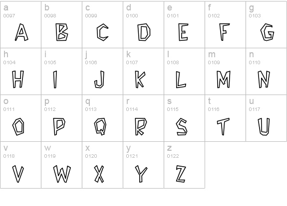 Bedrock-Light Hollow Bold lowercase a-z preview