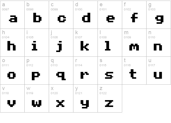 Beeb Mode One lowercase a-z preview