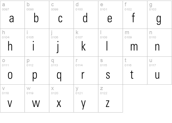 Beetham-CondensedLight lowercase a-z preview